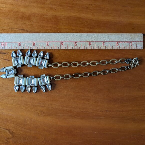 Vintage J Crew Art Deco Necklace Faceted Rhinestones Dangle Teardrop Crystals - Picture 5 of 5
